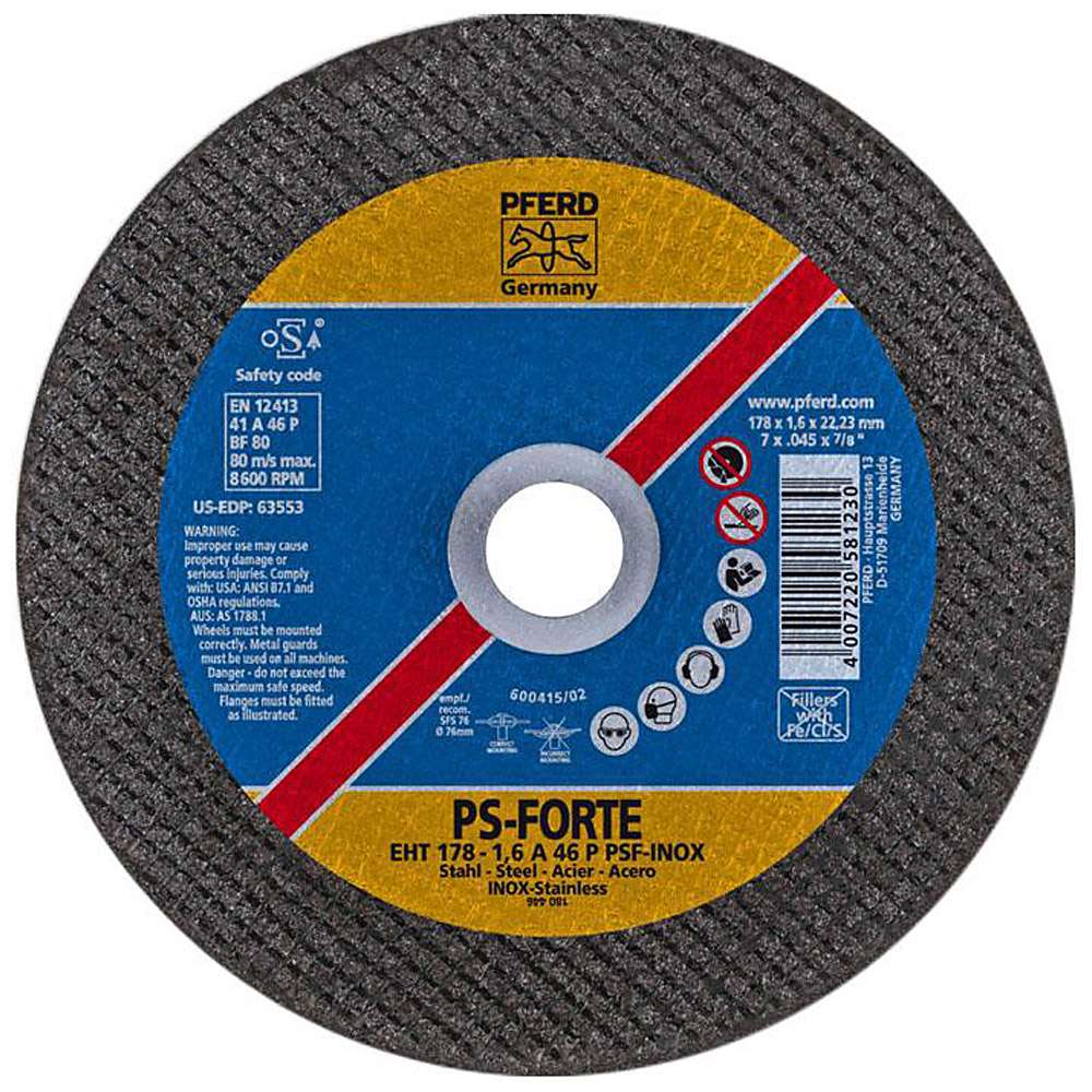 Disque à tronçonner Acier 125 mm-2,4 A 46 P PSF/22,23 - PFERD